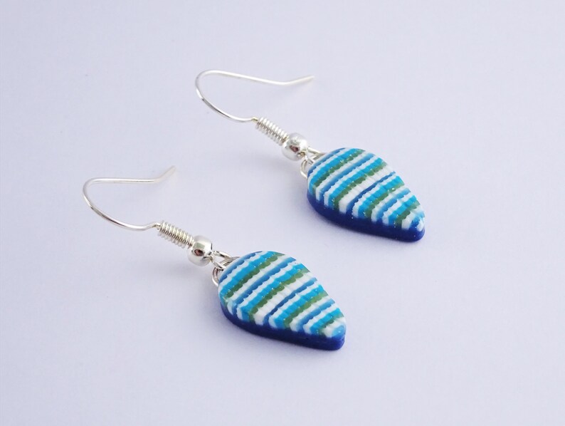 Nautical earrings green and yellow earrings Blue Summer jewellery Striped earrings Turquoise teardrop earrings