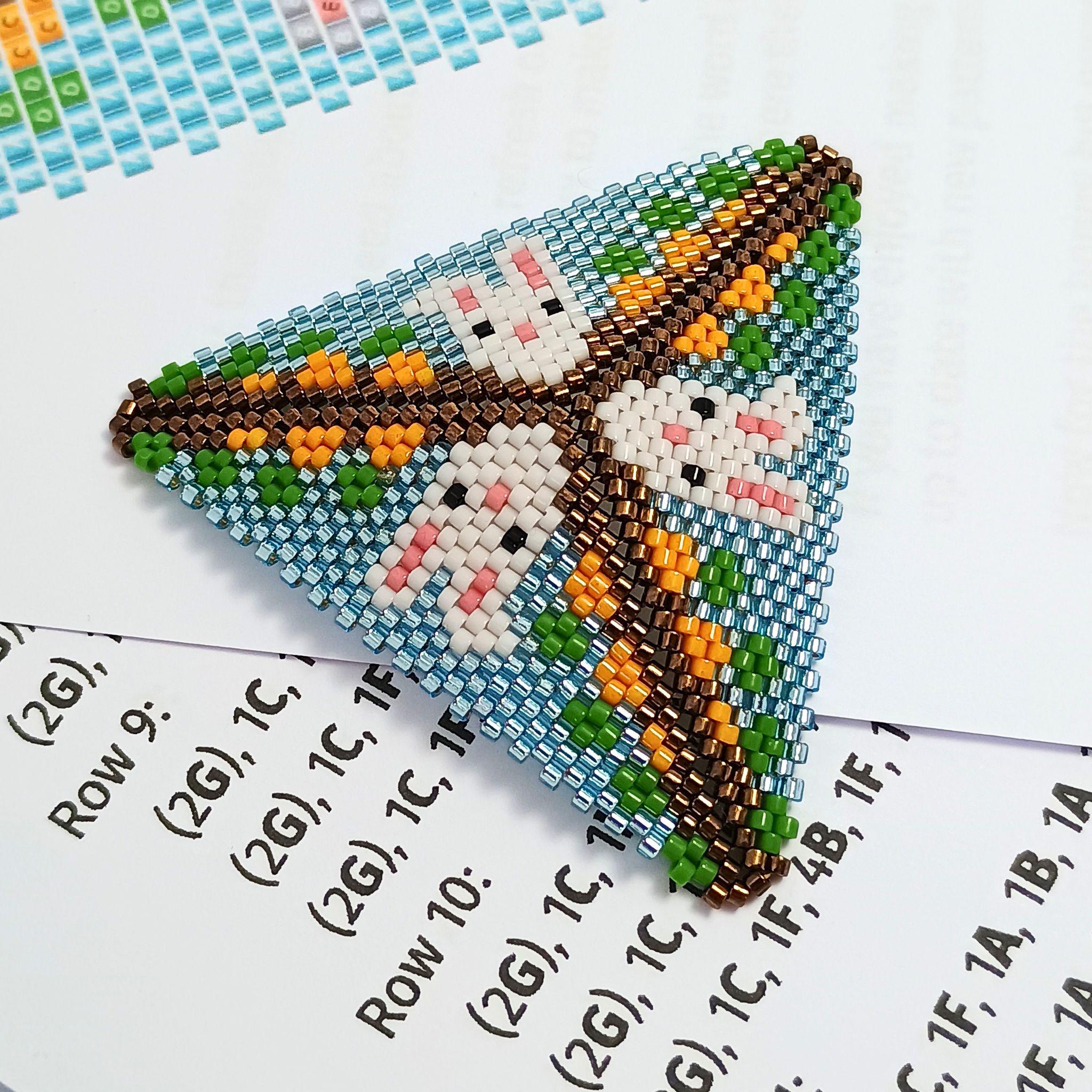Rabbits Peyote Triangle Pattern, Animal Beadweaving, Cute Easter ...