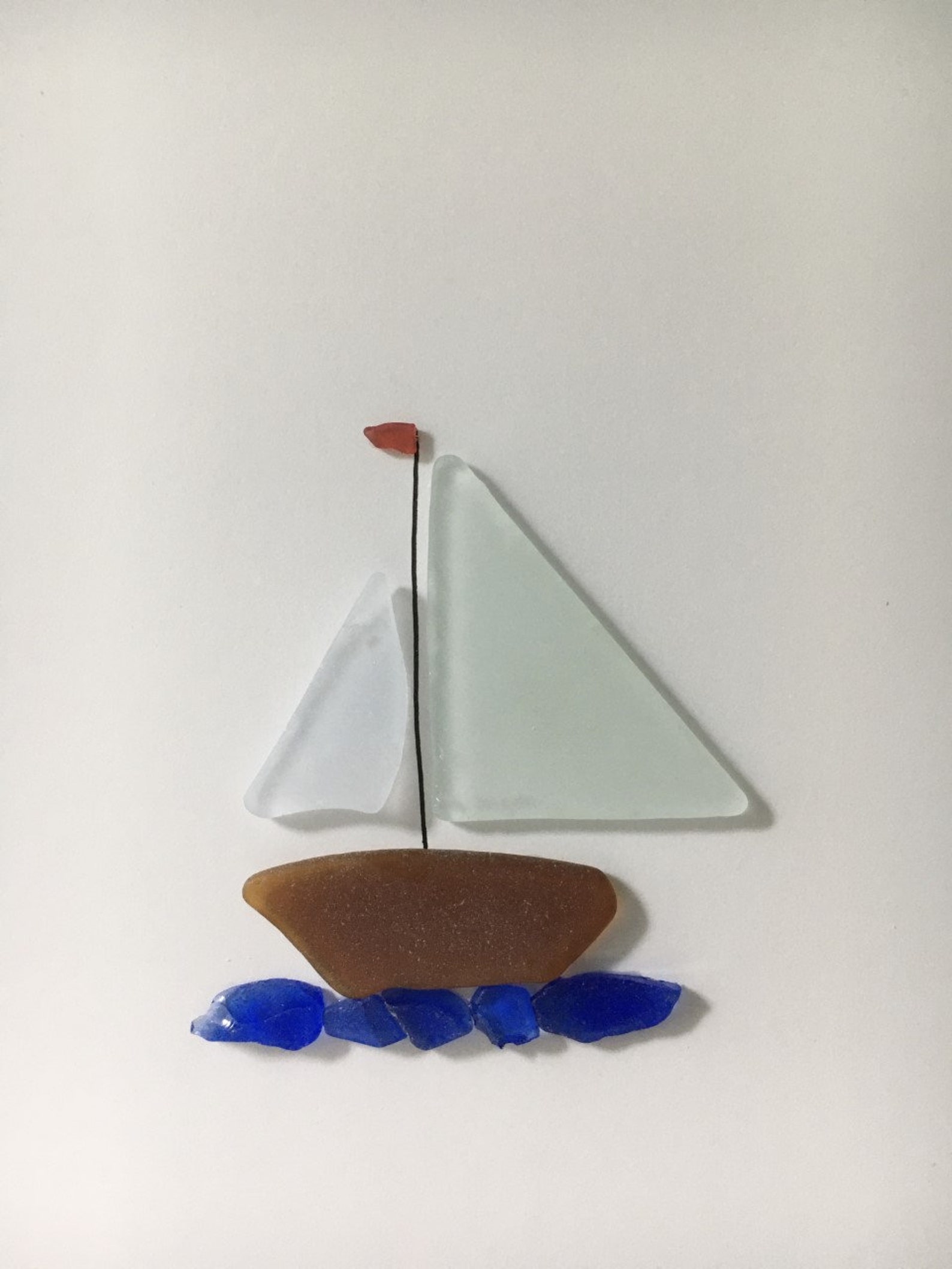 Sailboat Sea Glass Art Unframed 5 by 7 Sail Boat Maine Sea Etsy