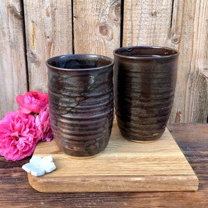 1 Large Organic Ceramic Grooved Wave Mug Authentic Wave Mug Grooved Mug Wine Mug Coffee Mug Ceramic Mug Hand-Poured