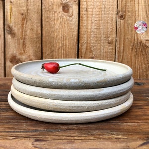 Small ceramic plate with spiral matt white // cake plate dessert plate breakfast plate // ceramic plate pottery wheel PotsofSoul Design