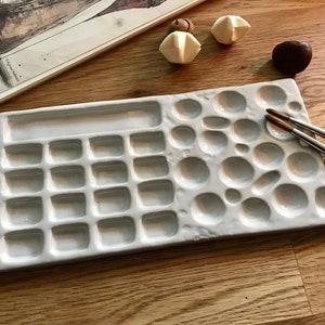 Extra Large XXL Artist Palette // Painter&#39;s Palette Ceramic 38 Cavities // Artist Painter Paint Palette Pans // Artist Supplies // Ceramic Palette