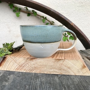 Special heart mug sage love gift mug / ceramic mug coffee mug heart mug mug nature mug handmade hand-pottered Father&#39;s Day