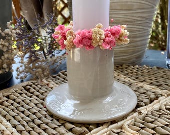 Portacandele in ceramica per la Prima Comunione/Battesimo, candeliere per la Prima Comunione, candeliere per la Comunione del bambino, bianco, PotsofSoul Design