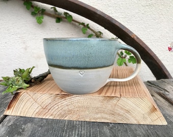 Special heart mug sage love gift mug / ceramic mug coffee mug heart mug mug nature mug handmade hand-pottered Father&#39;s Day