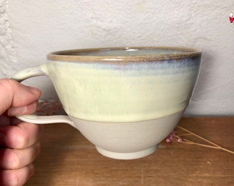 XL Cappuccino 600 ml Kaffeetasse Keramik pastell mintgrün // Keramiktasse Keramik Tasse Becher Keramikbecher handgemacht PotsofSoul Design