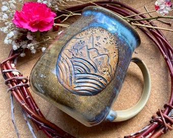 Tazza in ceramica Magical Alps Chiemsee Stars // Tazza in ceramica Mountains & Sky Birds // Tazza Mountain Love Tazza di montagna fatta a mano Home 400 ml