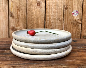 Small ceramic plate with spiral matt white // cake plate dessert plate breakfast plate // ceramic plate pottery wheel PotsofSoul Design