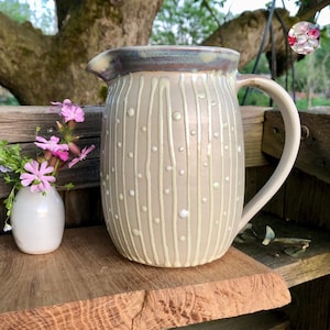 Stoneware water jug stripes & dots jug ceramic jug ceramic stoneware juice jug water jug wine jug hand-made Pots of Soul 900 ml