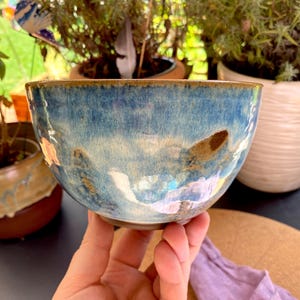 Second choice: Large cereal bowl, effect bowl, stoneware / soup, cereal, tea, coffee bowl, ceramic, hand-thrown, Pots of Soul design, blue, handmade