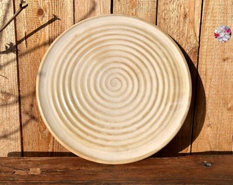 Cake plate spiral ceramic // cake plate // pizza plate // cake plate // large ceramic plate serving plate cream beige 30.5 cm