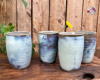 1 tall ceramic mug coffee mug // drinking mug // coffee juice tea ceramic mug juice mug handmade mint blue effect by PotsofSoul