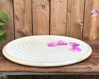 Cake plate spiral ceramic // cake plate // pizza plate // cake plate // large ceramic plate serving plate cream beige 32 cm