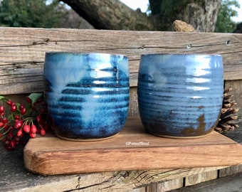 1 small ceramic mug // drinking mug // coffee mug coffee juice tea ceramic mug hand-made in pastel effect blue PotsofSoul Design