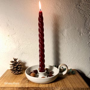 Klassik Kerzenschale Original PotsofSoul Kerzenleuchter Keramik Kerzen Schale Kerzenhalter Stabkerze Weihnachten incl. Kerze handgemacht