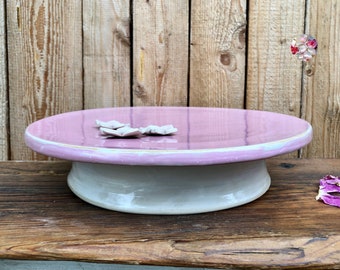 Large cake stand ø 30 cm ceramic pink white cake cake cake pedestal // ceramic stand pedestal cake stand & cake pastry cupcake mum