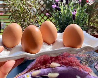 Vassoio in ceramica per 10 uova per la colazione // Vassoio per uova, porta uova, contenitore per uova, scatola per uova, porta uova, design PotsofSoul, bianco