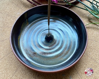 Porta incenso originale in gres al 100%, porta incenso in ceramica Yogi per meditazione, yoga, porta incenso accogliente, porta incenso per yoga, nero