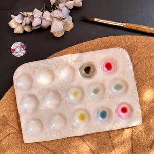 Tavolozza per acquerelli 15 cavità rotonde // tavolozza per artisti tavolozza per pittura tavolozza per artisti tavolozza per colori in ceramica materiale per pittura per artisti bianco