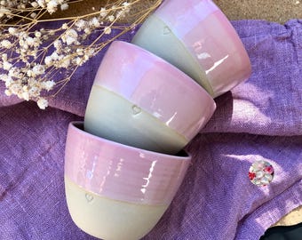 1 Herzbecher Herztasse Liebe wie rosa Zuckerwatte Keramiktasse Kaffeebecher Herzbecher Becher Mama Herz Tasse Geschenk handgetöpfert pastell