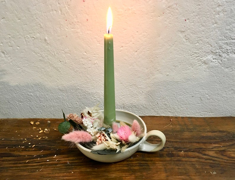 Candlestick original candle bowl ceramic hand-turned / candle plate white / chamber candlestick Henkel Incl. Candle Pots of Soul candlestick image 4