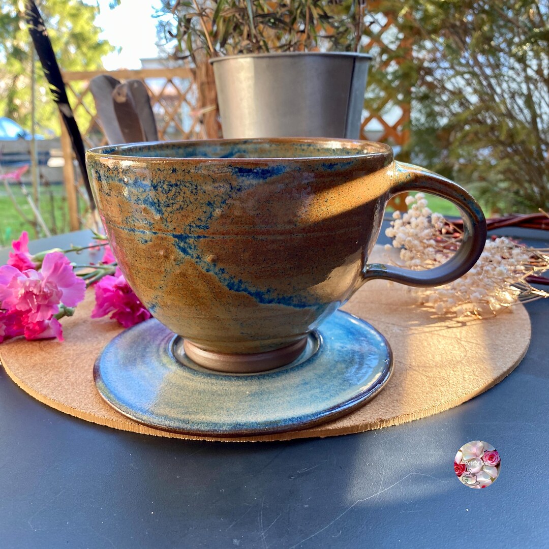 XXL Tea Set 950 Ml Ceramic Cup Effect Teacup Saucer Jumbo Cappuccino ...