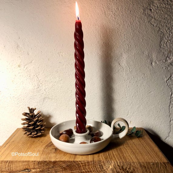 Klassik Kerzenschale Original PotsofSoul Kerzenleuchter Keramik Kerzen Schale Kerzenhalter Stabkerze Weihnachten incl. Kerze handgemacht