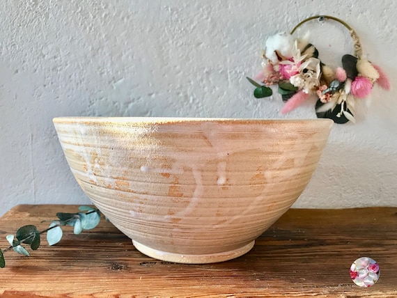 Extra große Salatschüssel Organic // Keramik Schüssel // Schale Keramikschale Bowl // Keramikschüssel // Salatschale beige creme natur matt