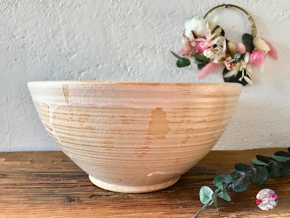 Extra große Salatschüssel Organic // Keramik Schüssel // Schale Keramikschale Bowl // Keramikschüssel // Salatschale beige creme natur matt