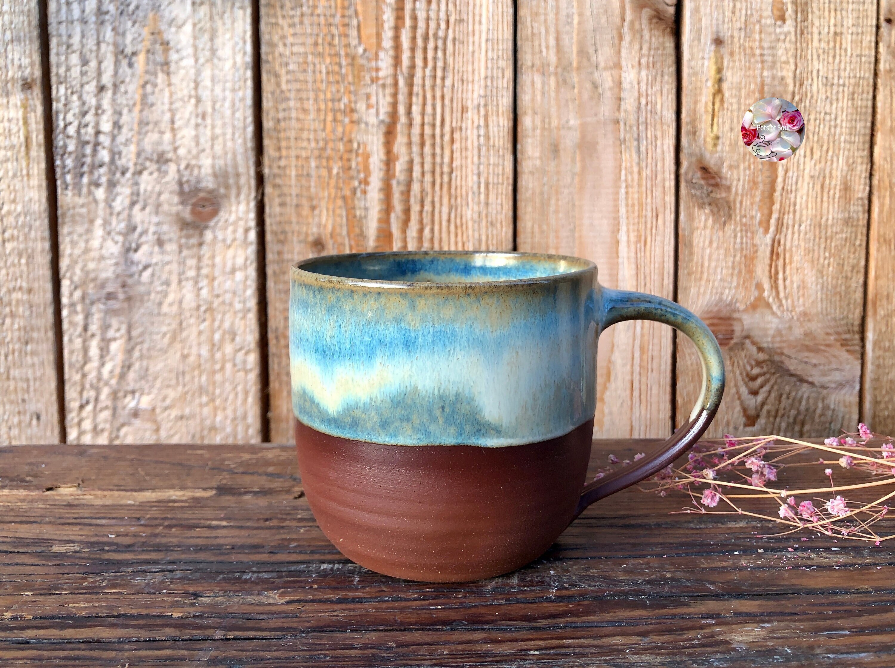 Ceramic mug stone sage red beige // Ceramic coffee mug // Coffee mug ceramic mug handmade cream effect 350 ml PotsofSoul Design
