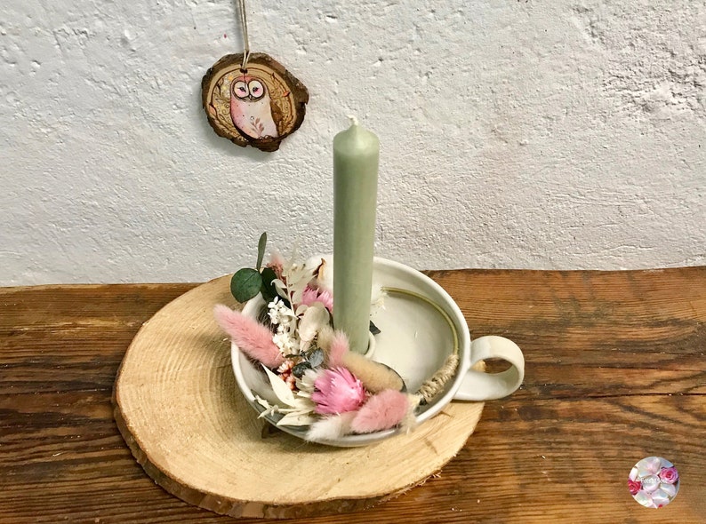 Candlestick original candle bowl ceramic hand-turned / candle plate white / chamber candlestick Henkel Incl. Candle Pots of Soul candlestick image 5