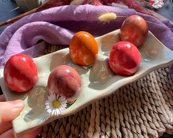 Vassoio in ceramica per 10 uova per la colazione // Vassoio per uova, porta uova, contenitore per uova, scatola per uova, porta uova, design PotsofSoul, verde