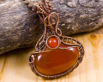 Statement necklace, trendy necklace, red agate necklace, fashion necklace, copper wire wrapped necklace, Boho necklace