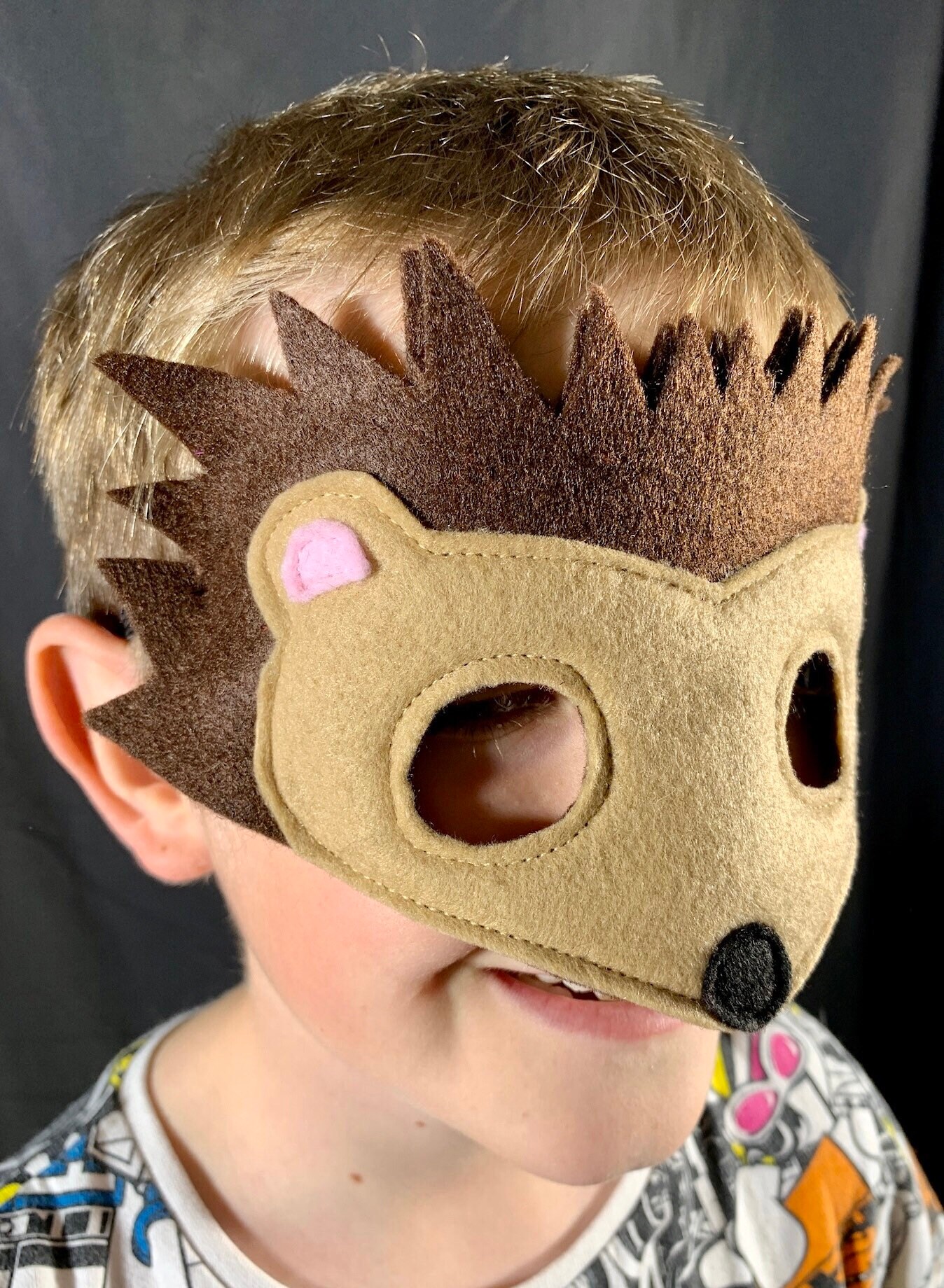 Máscara de erizo regalo de erizo máscara de animal relleno de medias para niños Ropa Ropa unisex para niños Disfraces niños disfrazados máscara de fieltro para niños 