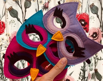 Kids felt Owl mask, kids dressing up mask, imaginative play, kids fancy dress, kids festival outfit, world book day