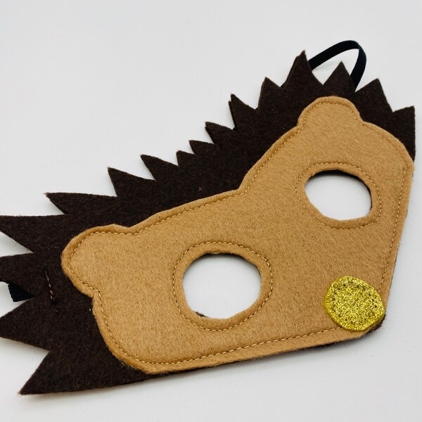 Kids felt Hedgehog mask, hedgehog animal mask, hedgehog gift, kids dressing up, world book day