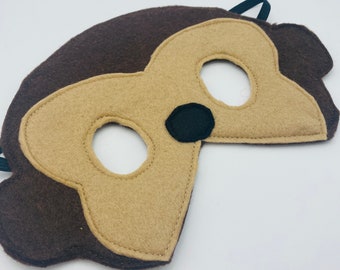 Kid's Monkey mask, felt Mask, monkey mask, monkey fancy dress, kid felt mask, world book day