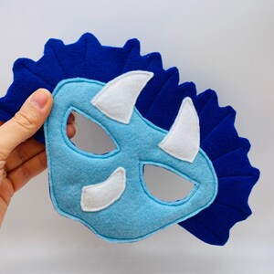 Kids Triceratops felt mask, Dinosaur Felt Mask, colourful mask, kids dinosaur dressing up outfit, world book day image 4