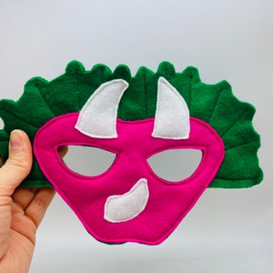 Kids Triceratops felt mask, Dinosaur Felt Mask, colourful mask, kids dinosaur dressing up outfit, world book day image 3