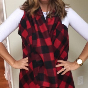 Buffalo Plaid Blanket Scarf College Football Outfit Buffalo Check Vest Best Ever Blanket Wrap Plaid Red Black Christa Gift for her image 3