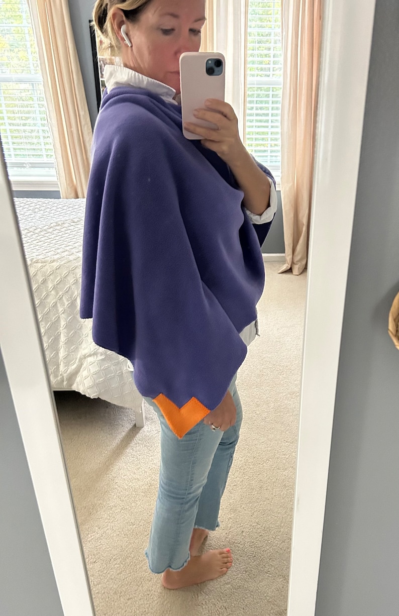 Purple Orange Poncho Gameday Outfit Fleece Wrap gift wraplife image 4