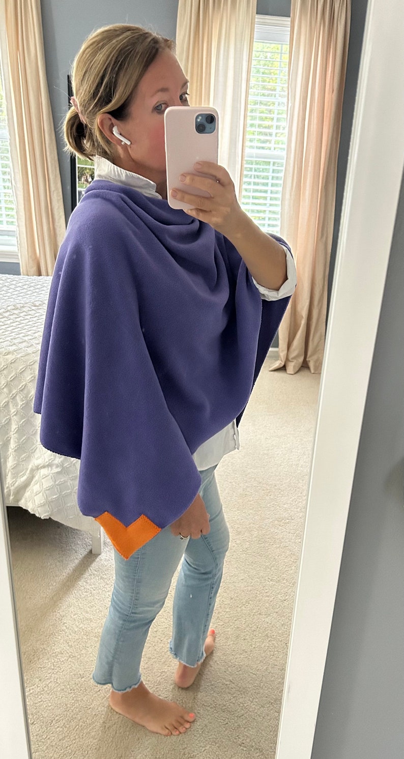 Purple Orange Poncho Gameday Outfit Fleece Wrap gift wraplife image 1