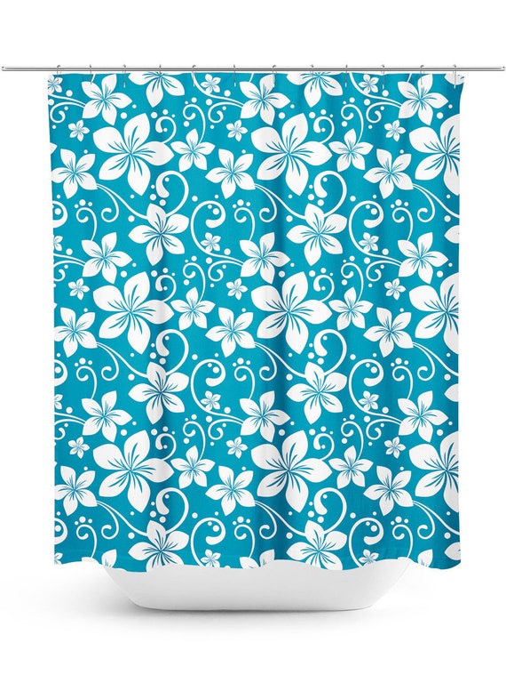 Leilani Floral Shower Curtain Hawaiian Print Shower Curtain Etsy