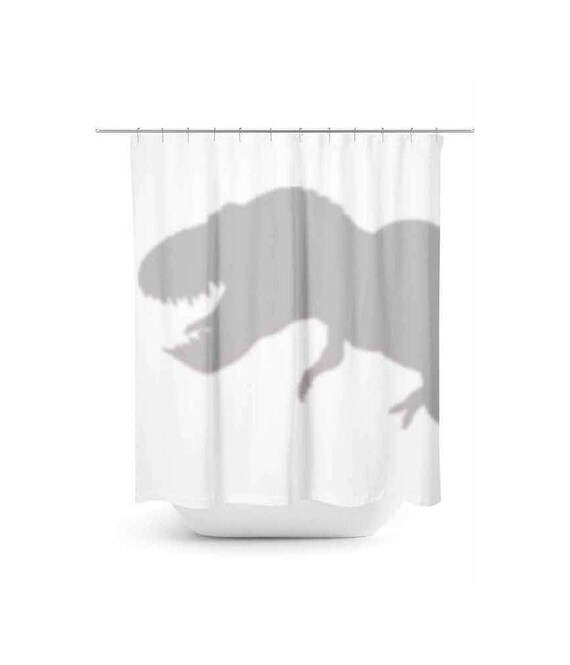 T Rex Shower Curtain Dinosaur Shadow Design Hiding Image 0