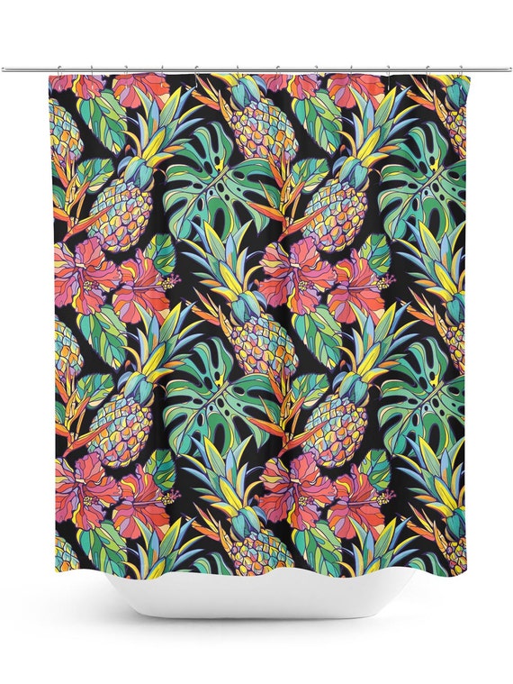 Retro Ha Shower Curtain Retro Aloha Tropical Print Etsy