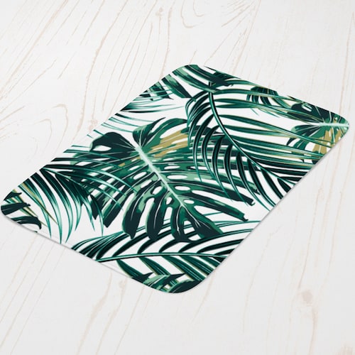 Tropical Leaf Bath Mat Beautiful Palm Leaves Print Bathroom Etsy UK