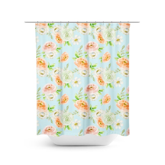 Camellias Shower Curtain Vintage Floral Shower Curtain Etsy