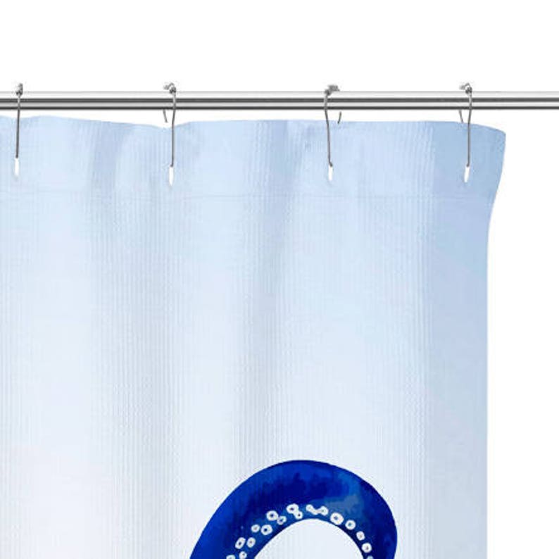 Octopus Shower Curtain Blue Watercolor Style Octopus Design Etsy
