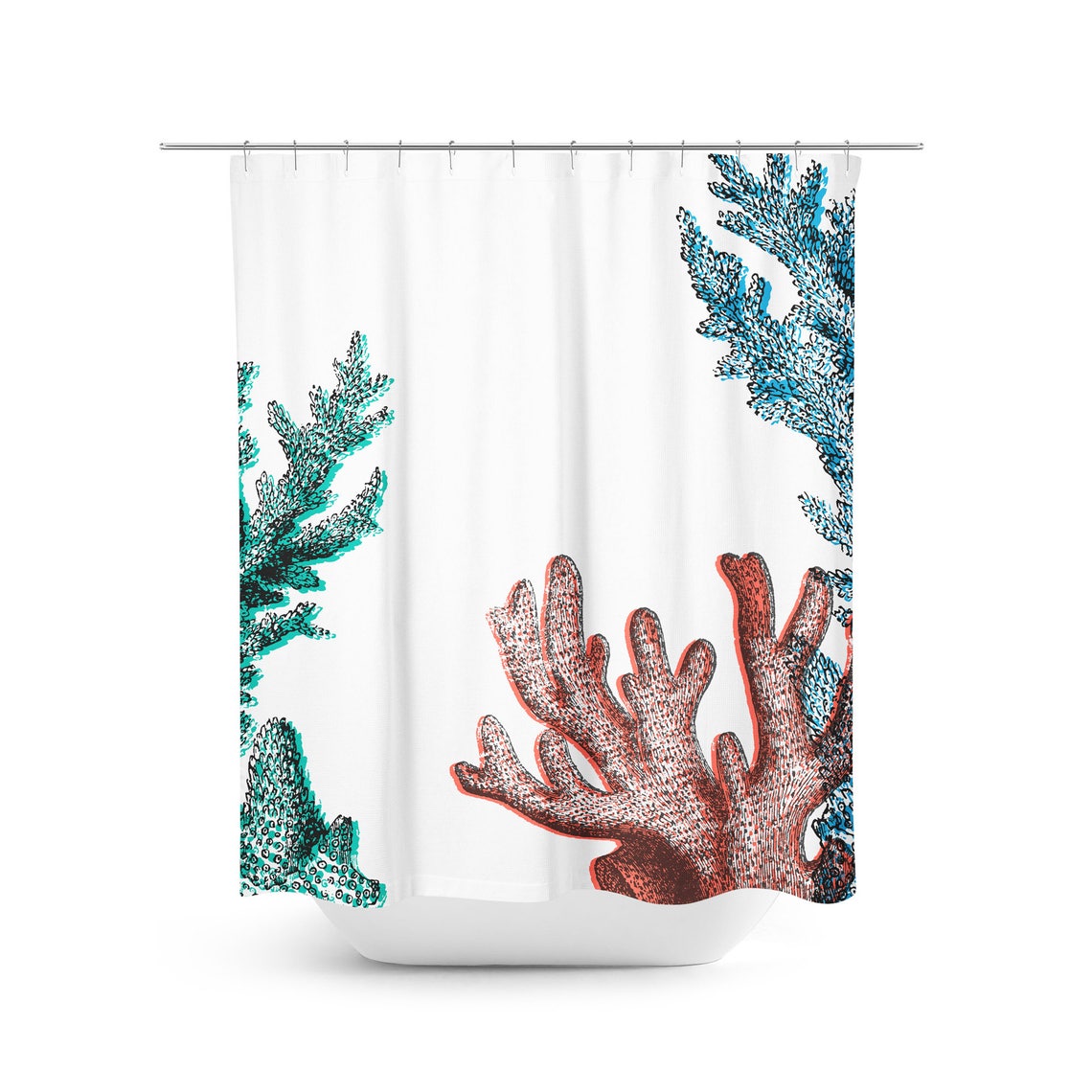 Coral Reef Shower Curtain Ocean Shower Curtain Beach Bath Etsy