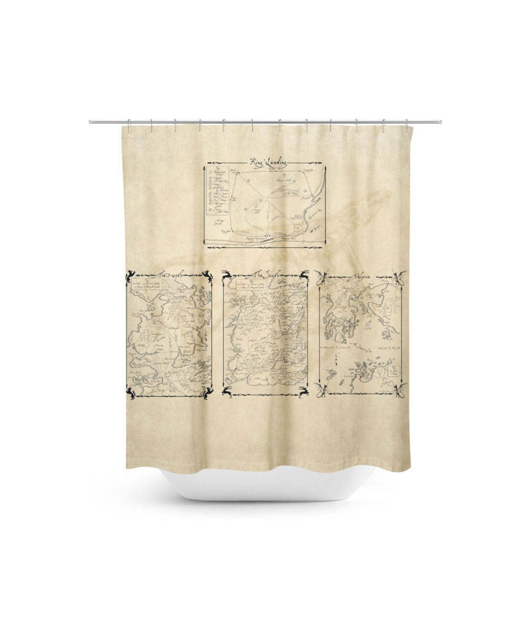 Westeros Map Shower Curtain Game of Thrones Shower Curtain Etsy